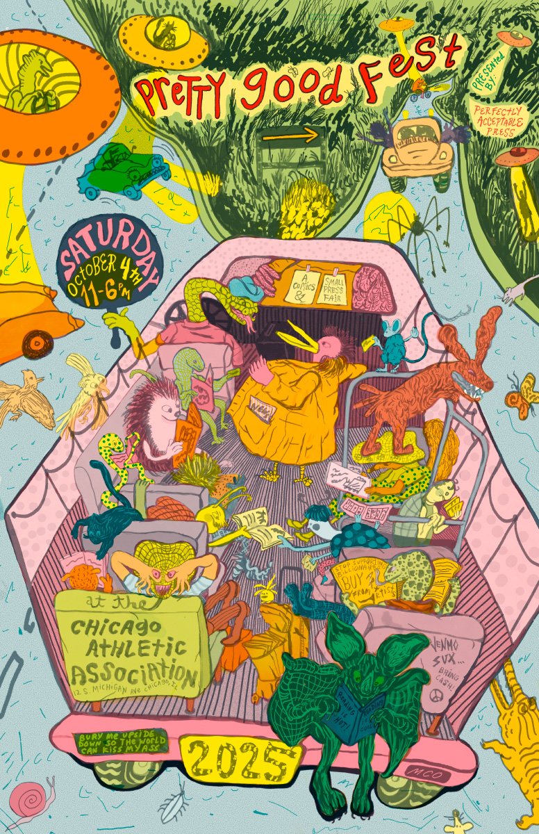 Pretty Good Fest 2025 poster artwork by Molly Colleen O'Connell